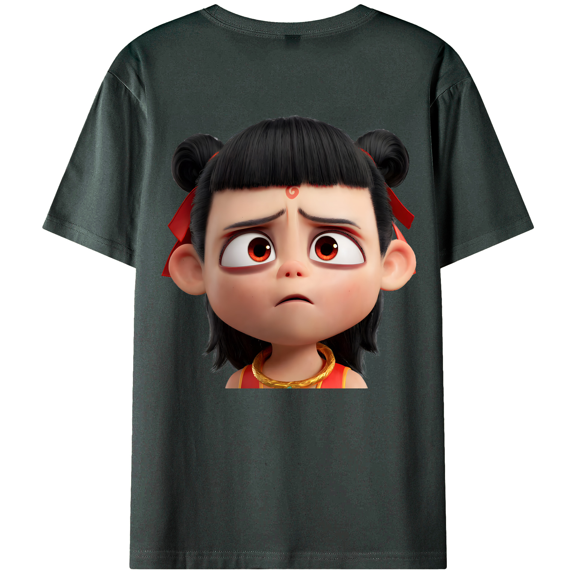 （画像用） Ne Zha 2 ナタ 魔童の大暴れ 綿100％ メンズ半袖Tシャツ（バックプリント） 通気性